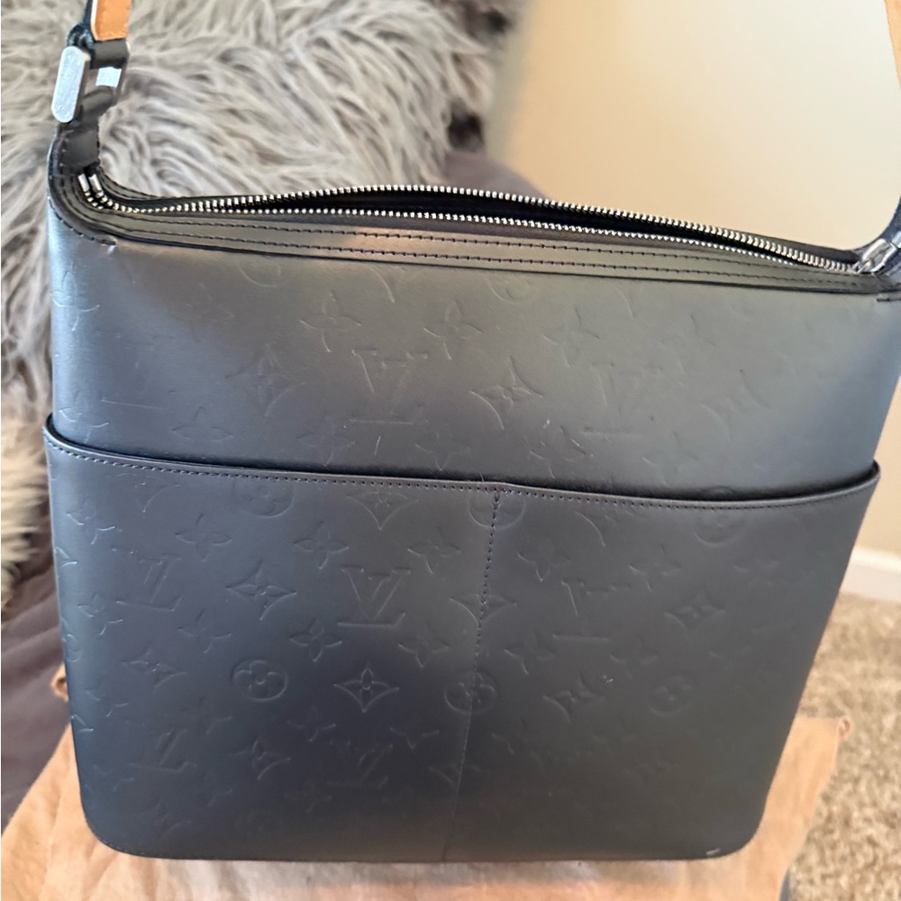 Louis Vuitton Black Embossed Monogram Shoulder Bag